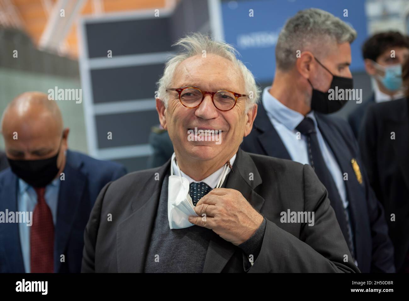 Bildungsminister Prof. Patrizio Bianchi, XXXIII. Internationale Buchmesse 2021, Gebäude Lingotto, Turin, Piemont, Italien. Stockfoto