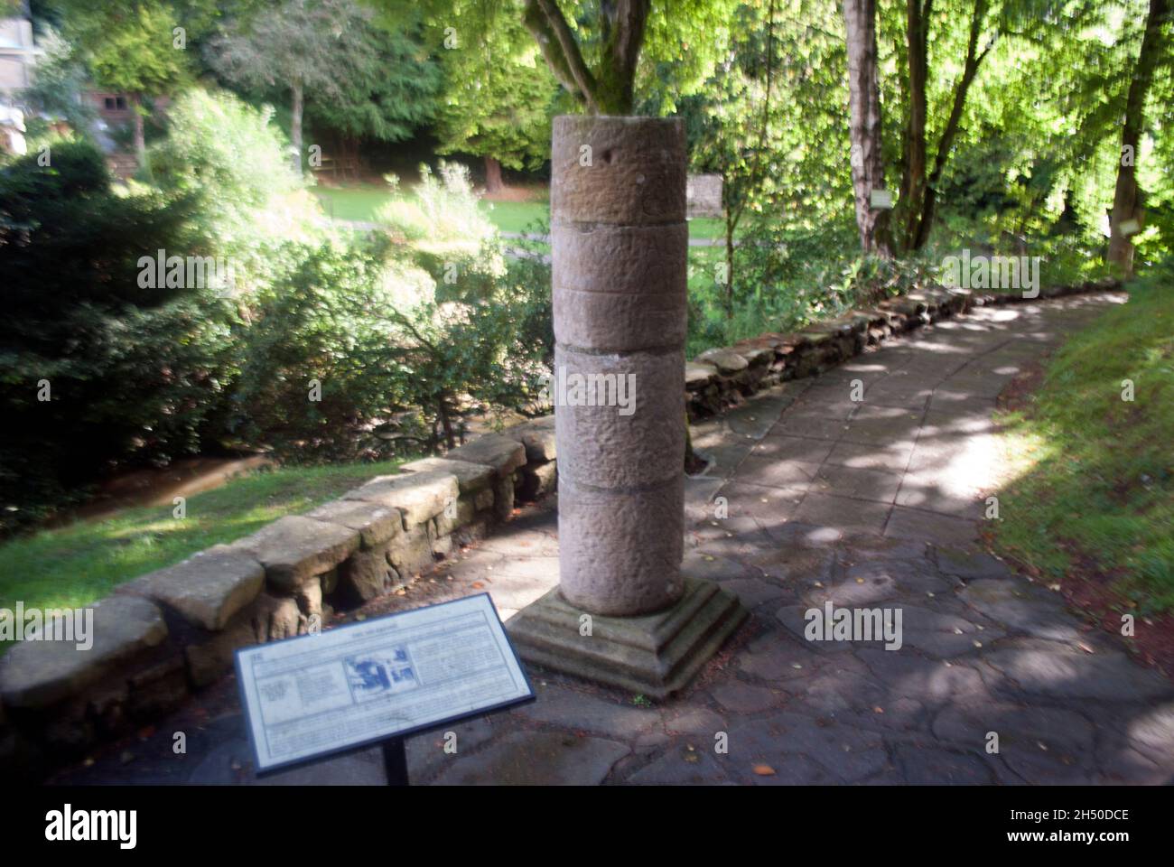 Milepost in Vindolanda Fort und Museum, Bardon Mill, Hexham, Northumberland, England, VEREINIGTES KÖNIGREICH Stockfoto