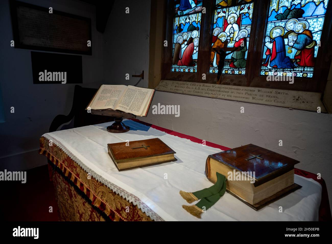 Innenraum der Greensted Church, im kleinen Dorf Greensted, in der Nähe von Chipping Ongar in Essex, England, Foto Brian Harris 5 Nov 2021. Stockfoto