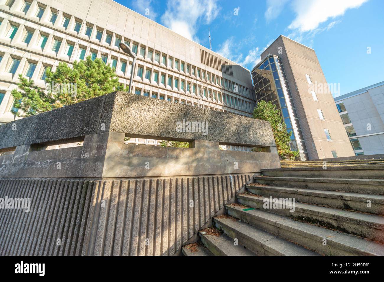 Brutalistische Architektur, Stopford House in Stockport, Manchester. Stockport Council Bürogebäude, Büros. Stockfoto