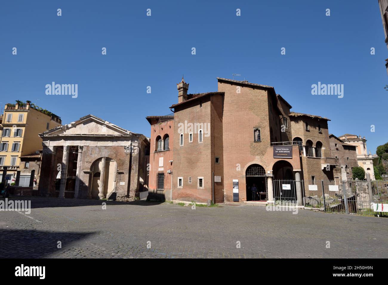 Portico d'ottavia und shoah Museum, jüdisches Ghetto, rom, italien Stockfoto