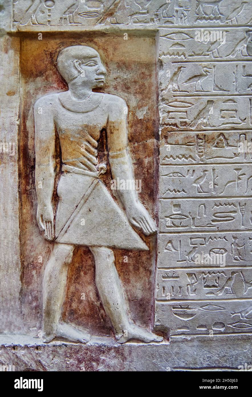 Alte ägyptische Stele von Imenseneb, Kontrolleur Abydos, 1750 v. Chr., 13. Dynastie. Louvre Museum C12. Stockfoto