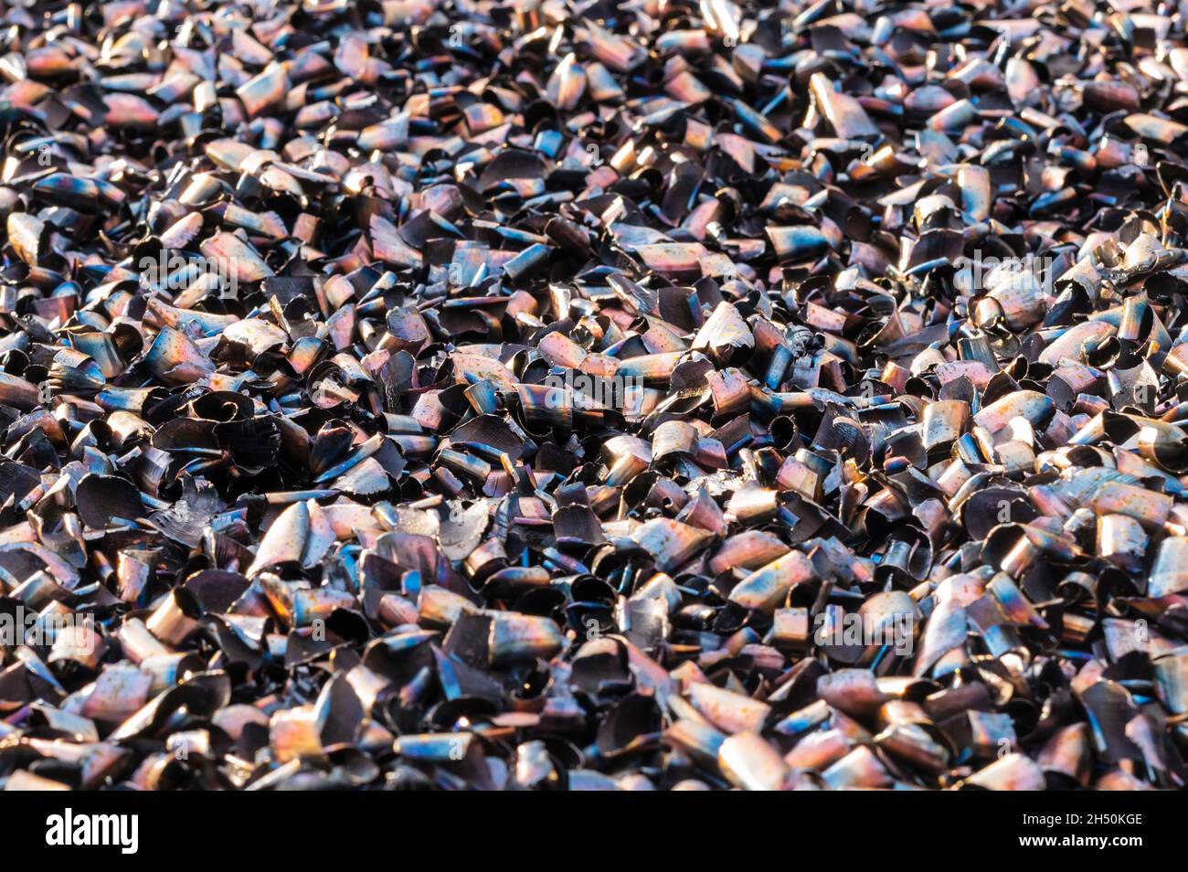 Detailansicht von bunten Metallspänen Stockfoto