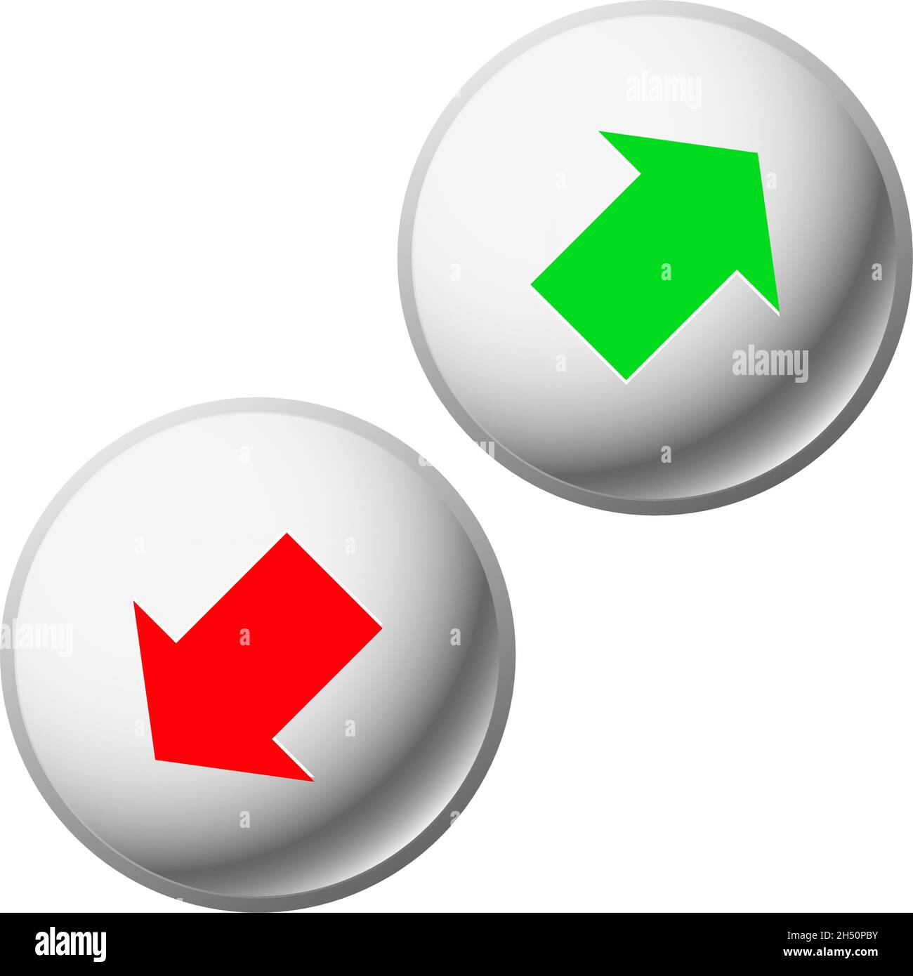 Grüner und roter Pfeil nach oben und unten. Pfeil nach oben, nach unten – Vektorgrafik, Clip-Art-Grafiken Stock Vektor