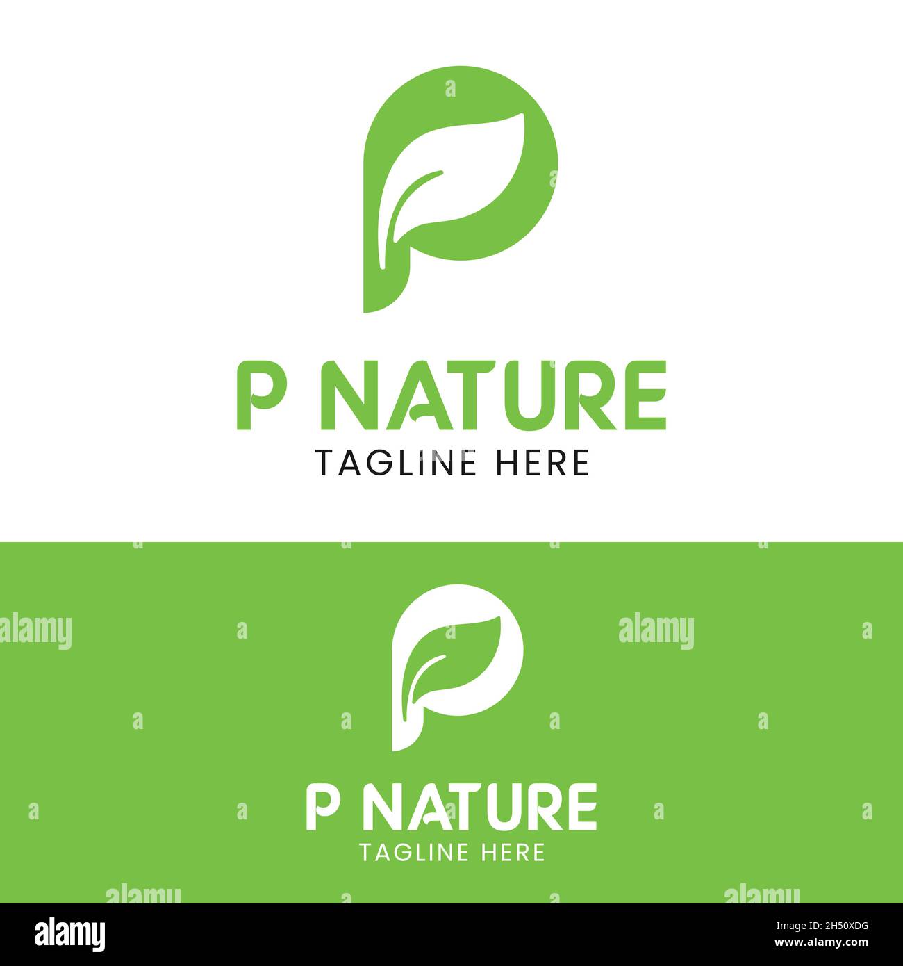 Letter Initial P Nature Leaf Logo Design-Vorlage. Geeignet für Nature Health Beauty Business Brand Company Corporate Logo Design. Stock Vektor