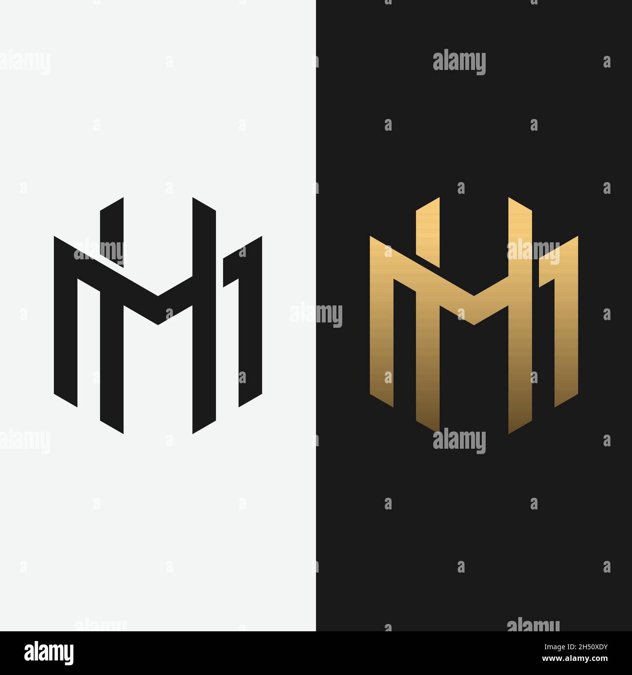 Monogram Letter Initial H M HM MH Logo Design Template. Geeignet für General Sports Fitness Construction Finance Company Business Corporate Shop etc. Stock Vektor