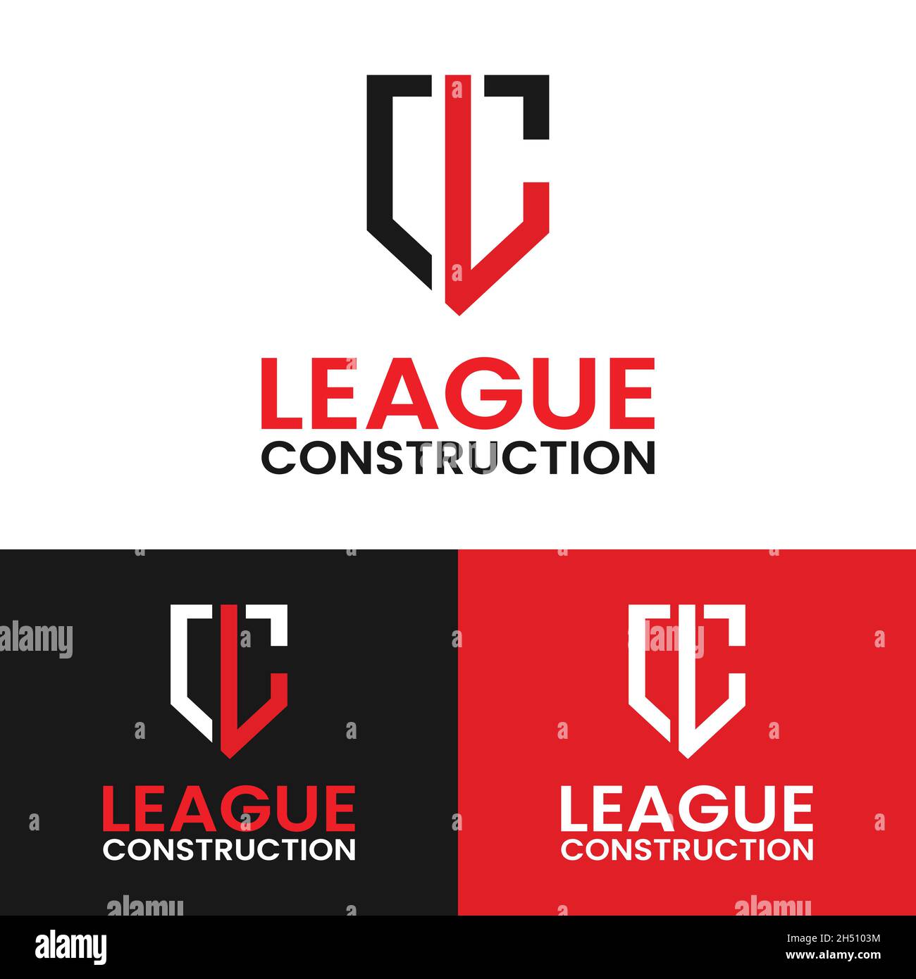 Monogram Letter Initial L C LC CL Shield Logo Design-Vorlage. Geeignet für General Construction Real Estate Finance Protect Security Company Business Stock Vektor