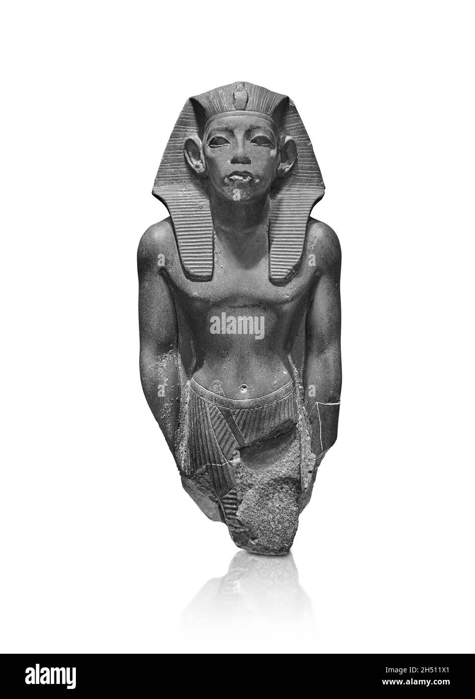 Ägyptische Statue Skulptur von König Amenemhat III, 1843-1798 v. Chr., 12. Dynastie. Louvre Museum N 464. Amenemhat (stehend, Nemes Frisur, chendjit loinc Stockfoto