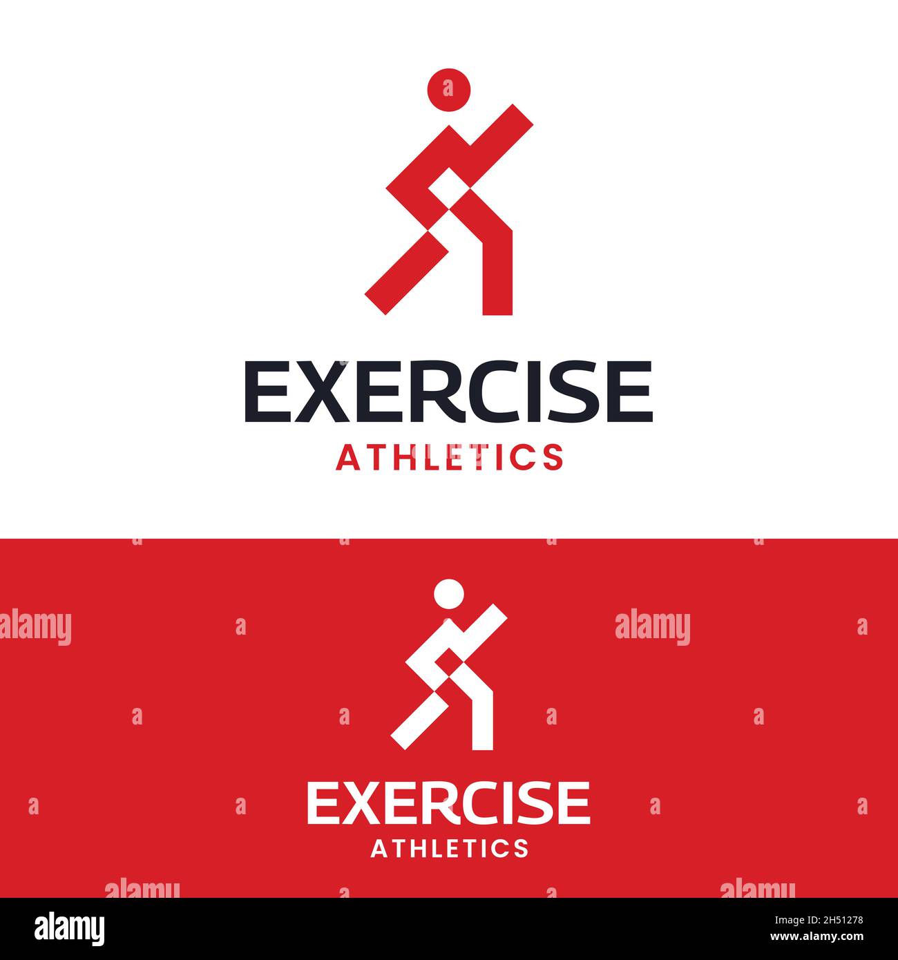 Einfache Minimal Übung Workout Running Logo Design Vorlage. Geeignet für Sportveranstaltungen Fitness Gym Athlete Apparel Trainer Shop Business Company etc. Stock Vektor
