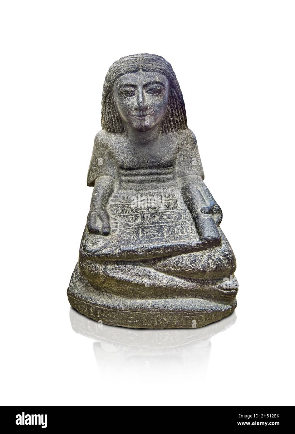 Ägyptische Statue Skulptur sitzender Kreuzbeiner Schreiber, 1295-1069 v. Chr., 19.-20. Dynastie, Diorit. Louvre Museum . Stockfoto