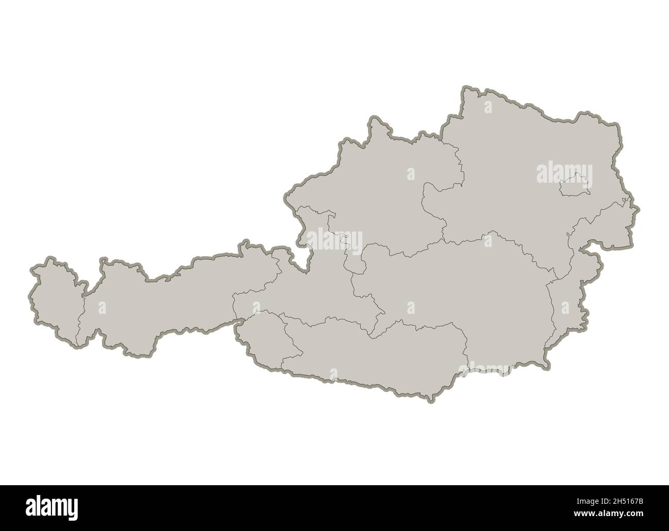 Österreich-Karte, einzelne Regionen, leer Stockfoto