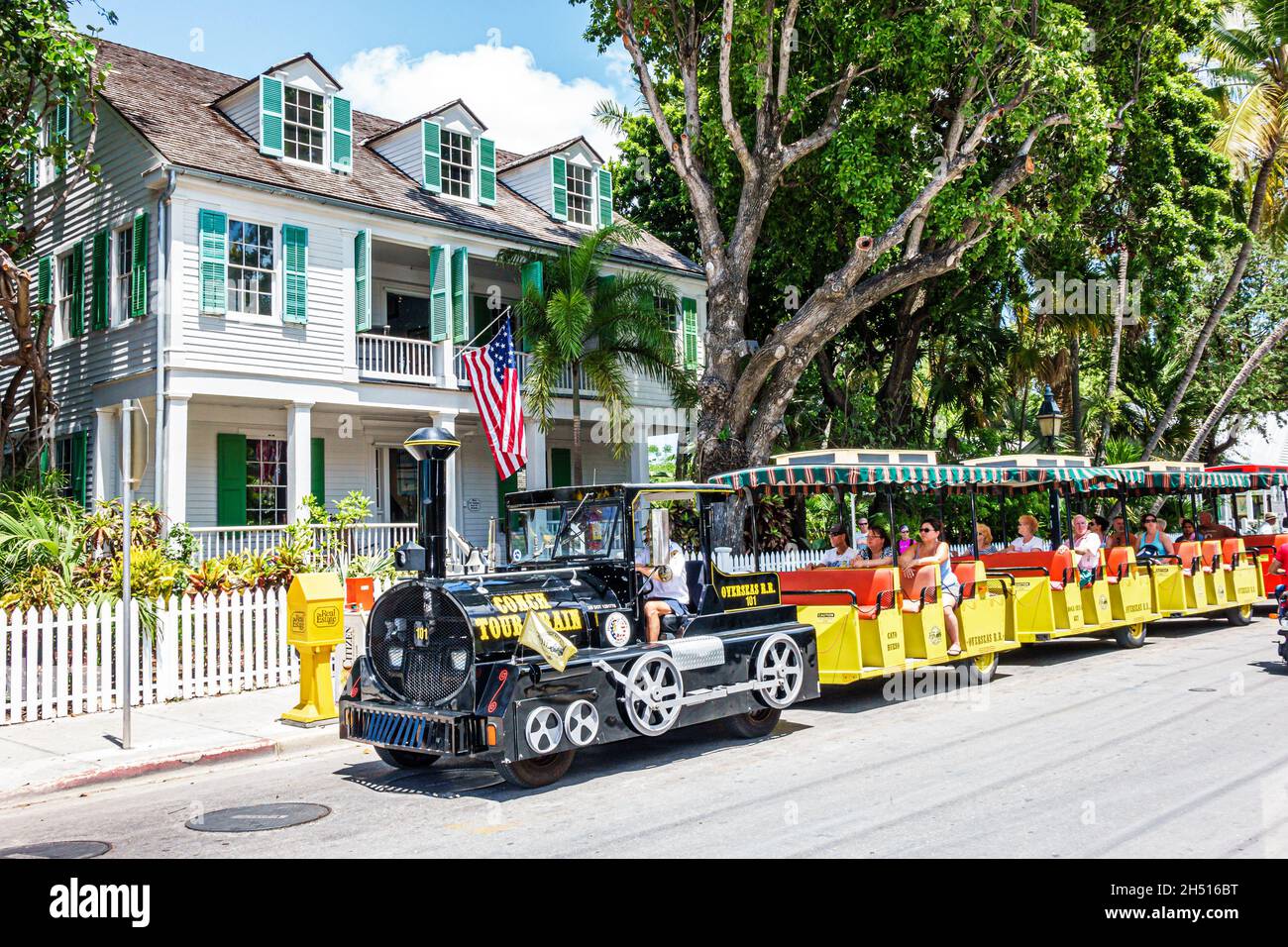 Key West Florida, Keys, Altstadt, Audubon House & Tropical Gardens, Außenansicht Conch Tour Train Stockfoto