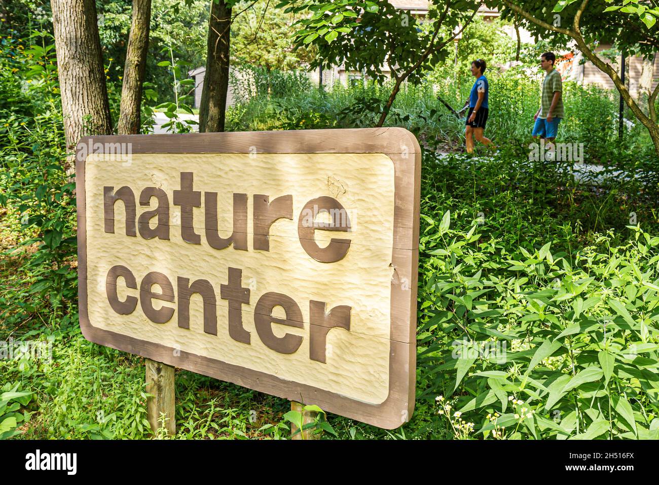 Indiana Chesterton, Indiana Dunes State Park, Nature Center-Schild Stockfoto