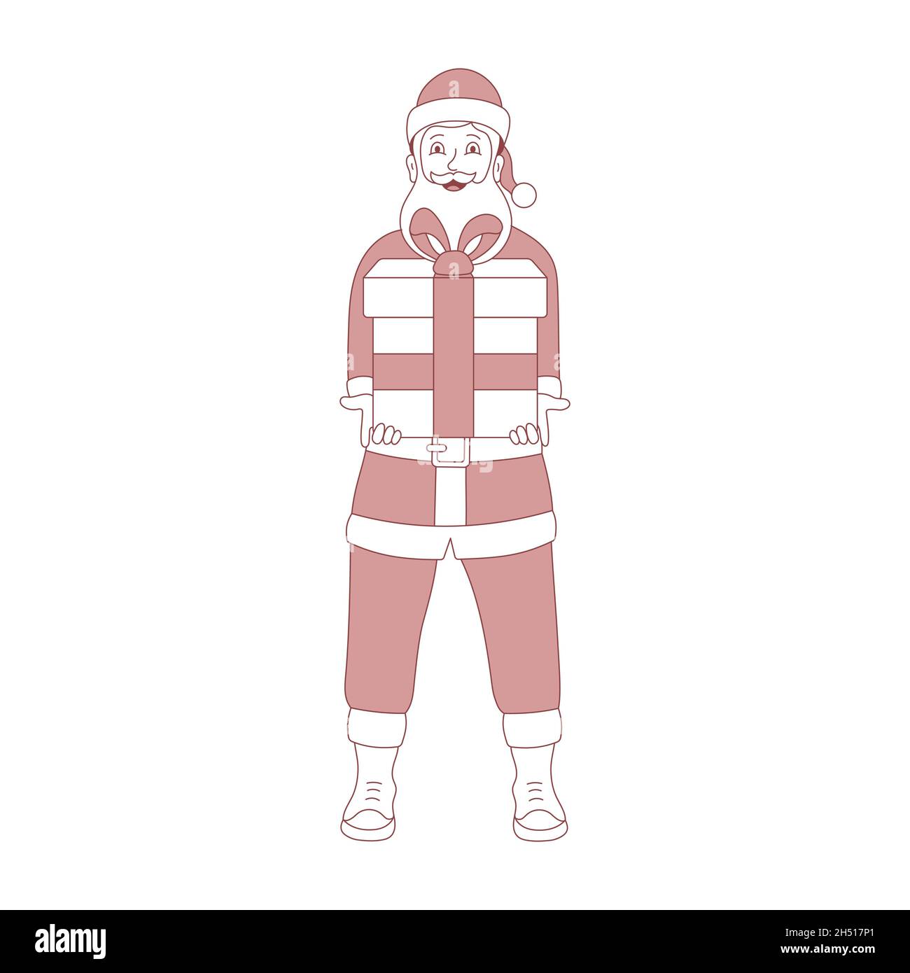 Vektor-Illustration eines glücklichen Weihnachtsmanns mit einer Geschenkbox Stock Vektor