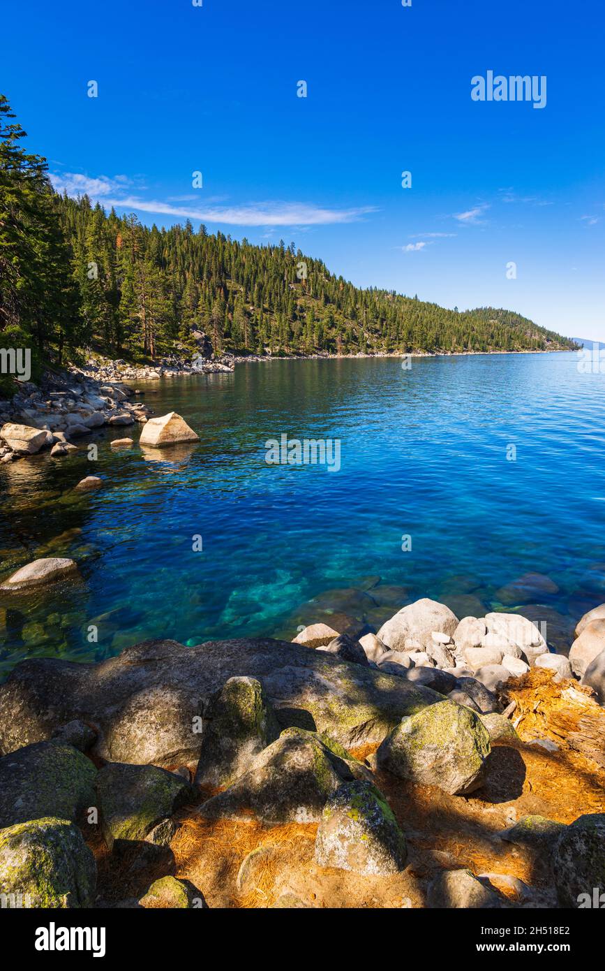 Lake Tahoe vom Rubicon Trail, DL Bliss State Park, Lake Tahoe, Kalifornien, USA Stockfoto