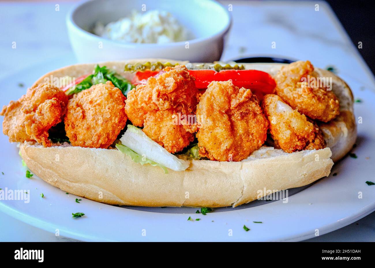 Shrimp Po' Boy Sandwich Stockfoto