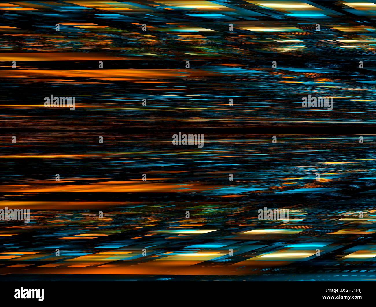 Blau und orange gestreifter Hintergrund mit perspektivischem Effekt - 3d-Illustration Stockfoto