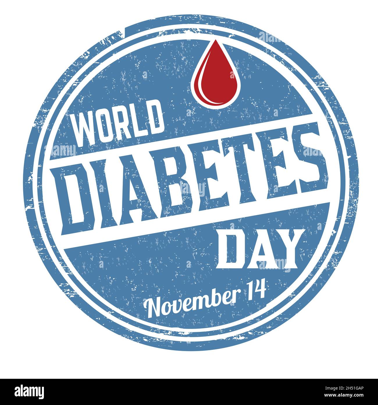 Welt Diabetes Tag Grunge Gummistempel auf weißem Hintergrund, Vektor-Illustration Stock Vektor