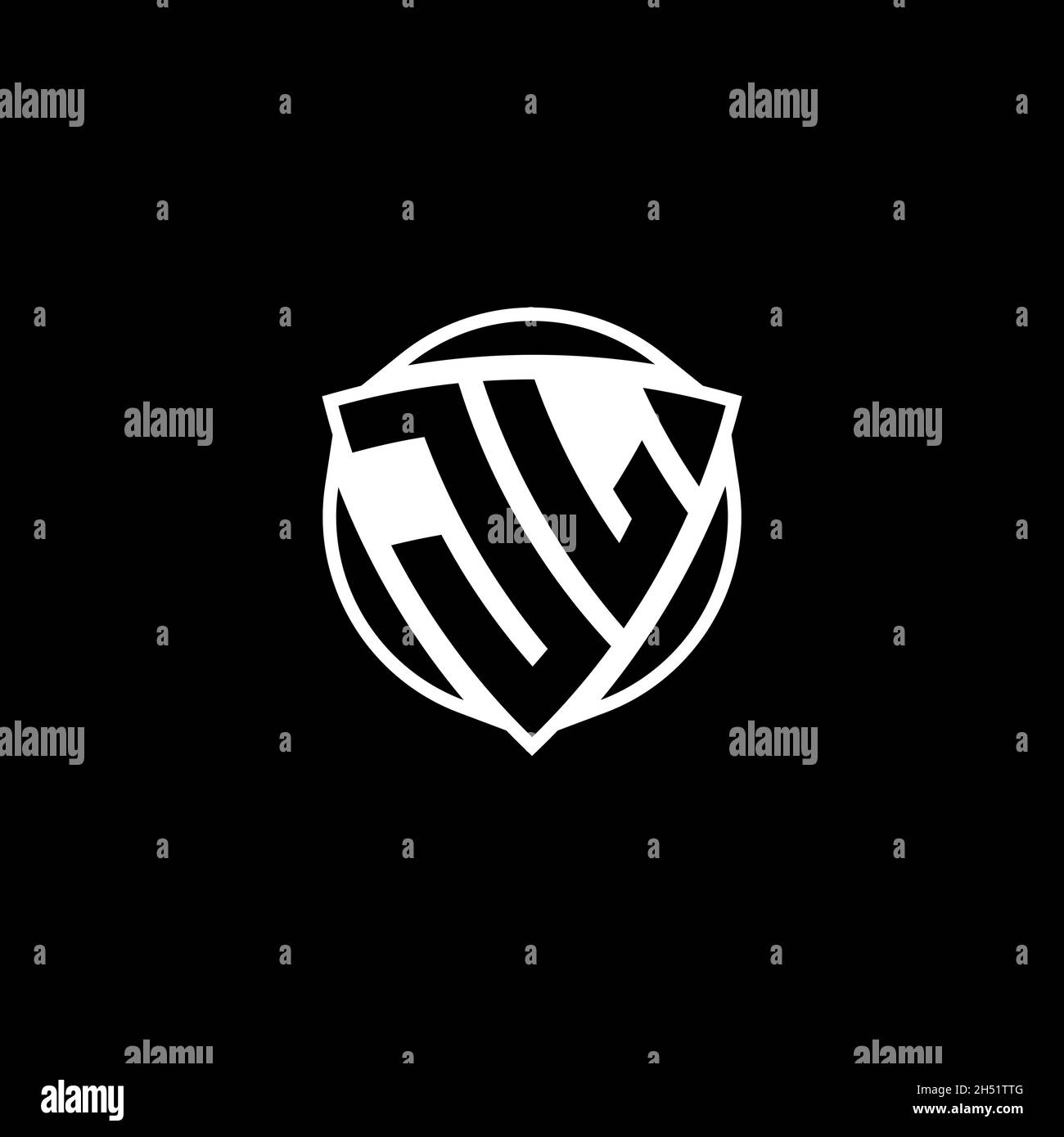 JL Monogram Logo Brief mit Dreieck Schild Form Design isoliert auf weißem Hintergrund. Radioaktives Logo, Dreieck radioaktiv und Schildform Stock Vektor