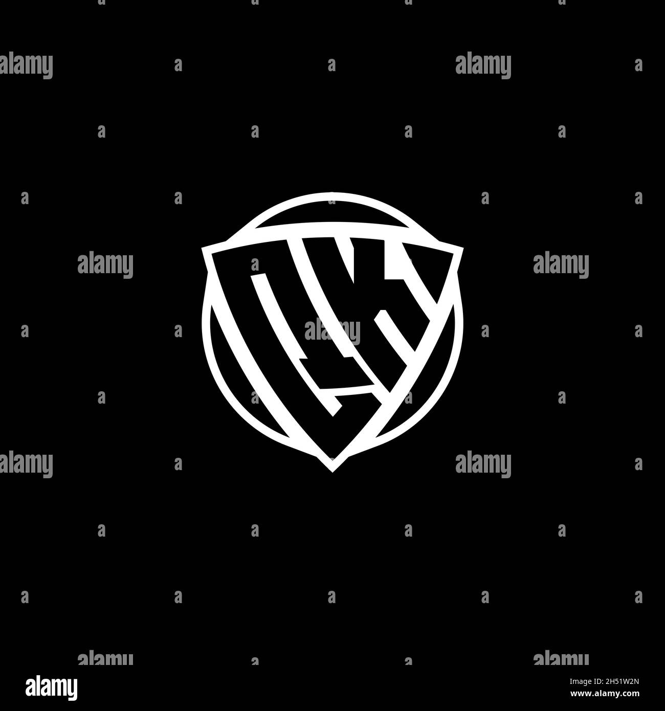 QK Monogram Logo Buchstabe mit Dreieck Schild Form Design isoliert auf weißem Hintergrund. Radioaktives Logo, Dreieck radioaktiv und Schildform Stock Vektor