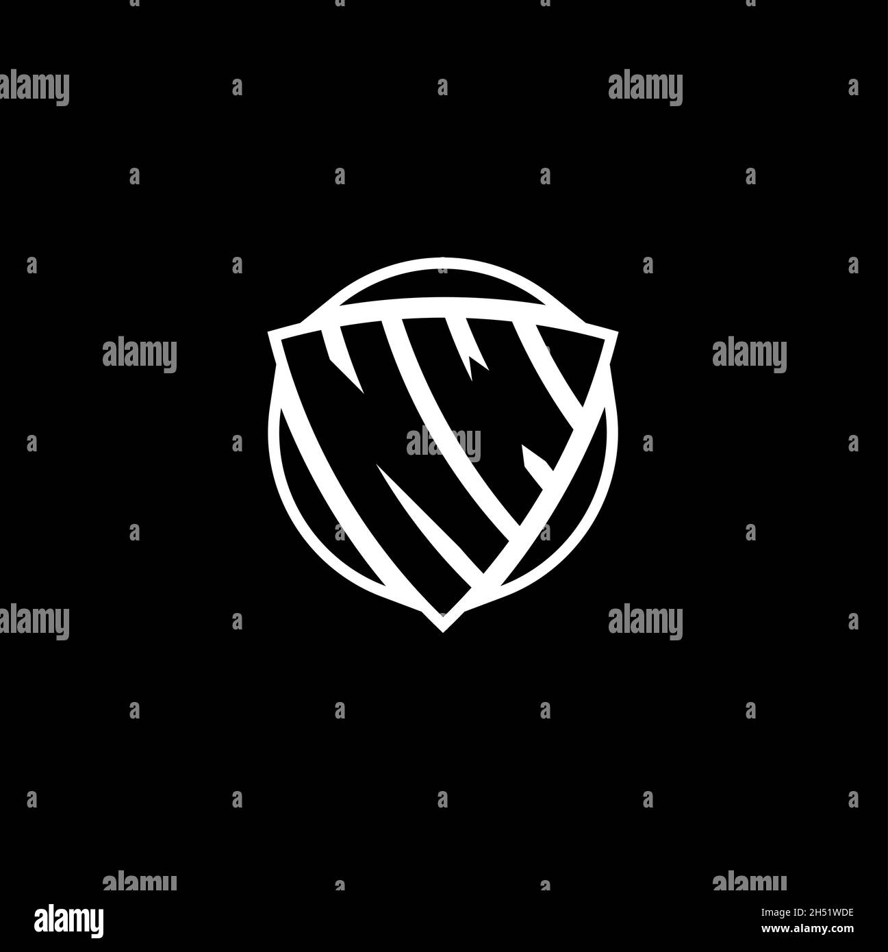 NW Monogram Logo Brief mit Dreieck Schild Form Design isoliert auf weißem Hintergrund. Radioaktives Logo, Dreieck radioaktiv und Schildform Stock Vektor