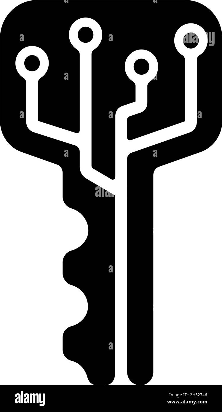 Digitaler Schlüssel, Krypto-Schlüssel Vektor-Symboldarstellung Stock Vektor