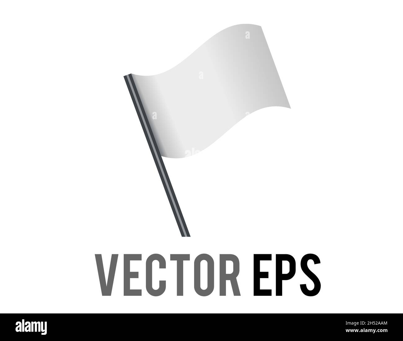 Das isolierte Vektor-rechteckige Gradient weiße Flag-Symbol mit silbernem Pol. Stock Vektor