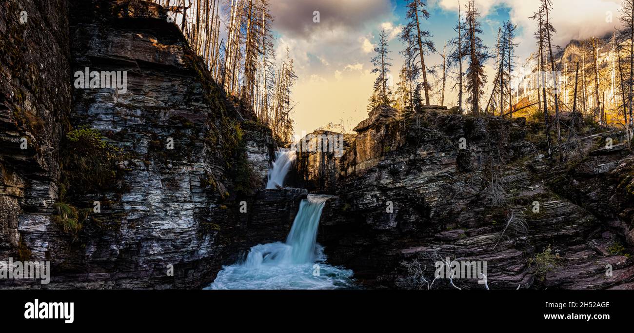 St. Mary Falls in Virginia Creek Valley, Glacier National Park, Montana, USA Stockfoto