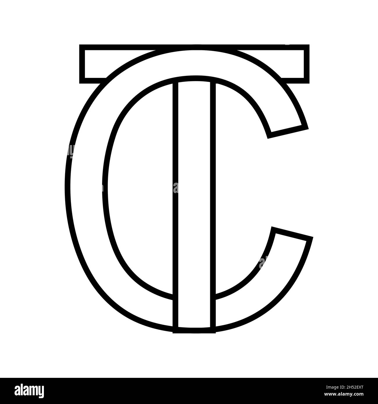 Logo Zeichen tc CT, Symbol Zeichen interlaced Buchstaben c t Logo tc CT erste Großbuchstaben Muster Alphabet Stock Vektor