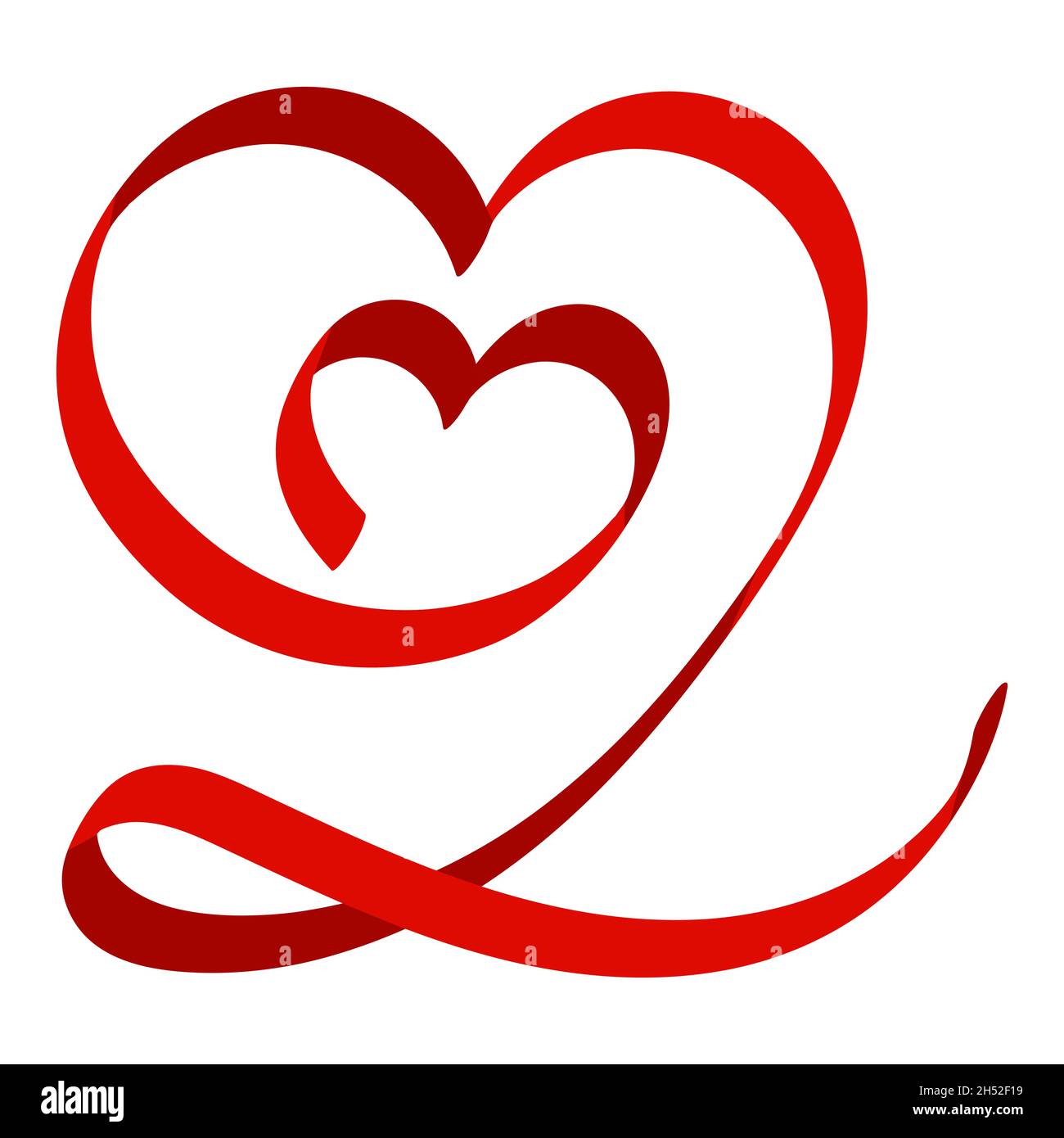 Doppel Herz der Entwicklung roten Band, Liebe Herz Stock Illustration Stock Vektor