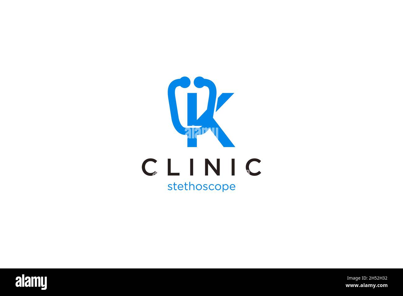 Buchstabe K Logo mit Stethoskop für medizinische und pharmazeutische Vektor Stock Vektor