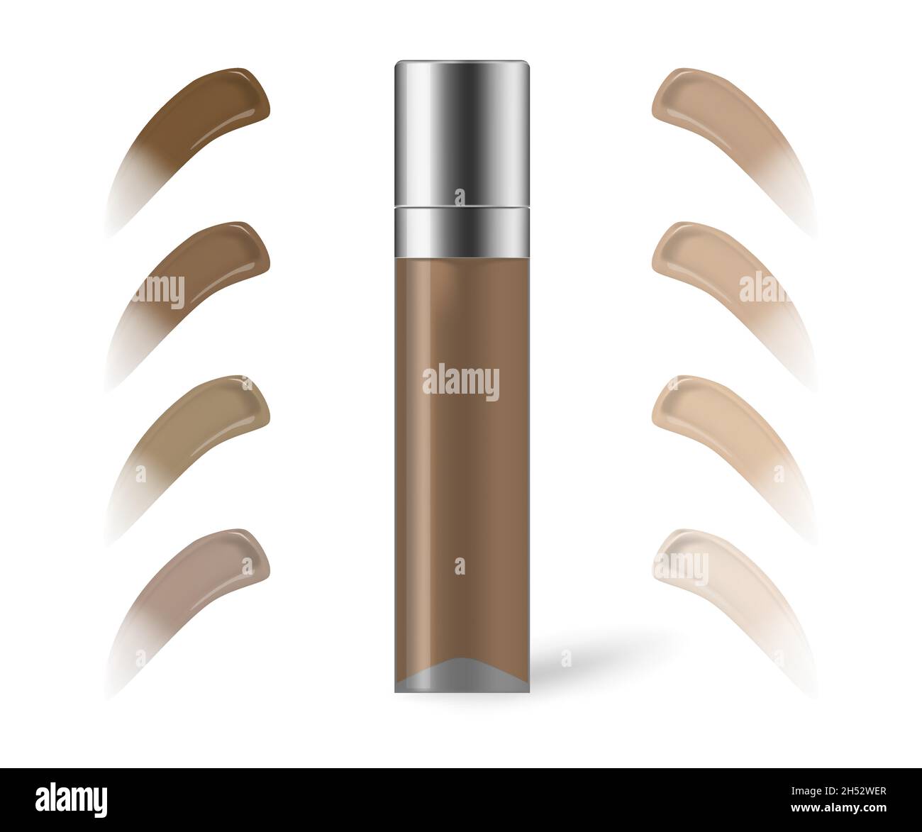 Make-up Foundation Flasche mit Make-up Foundation verschmiert Farbschattenpalette, Vektor-Illustration Stock Vektor