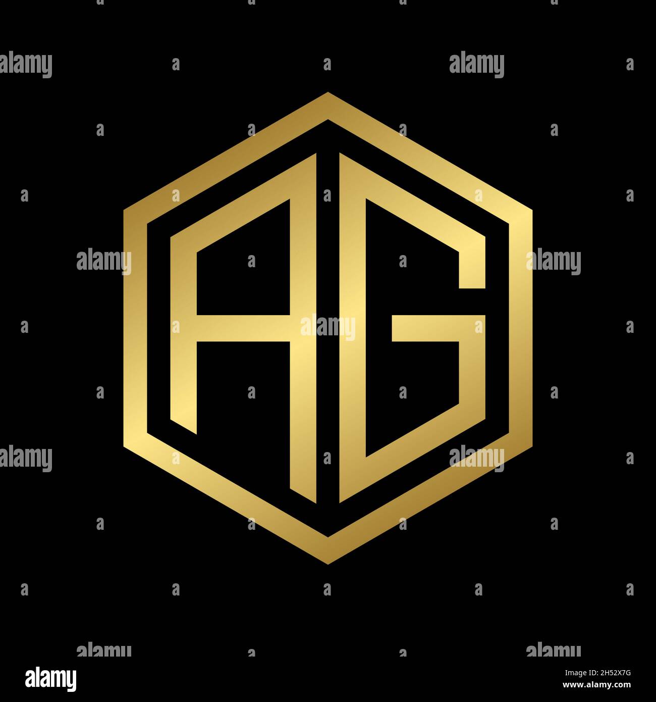 golden Initial Letter AG Sechseck Logo Design-Vektor Stock Vektor