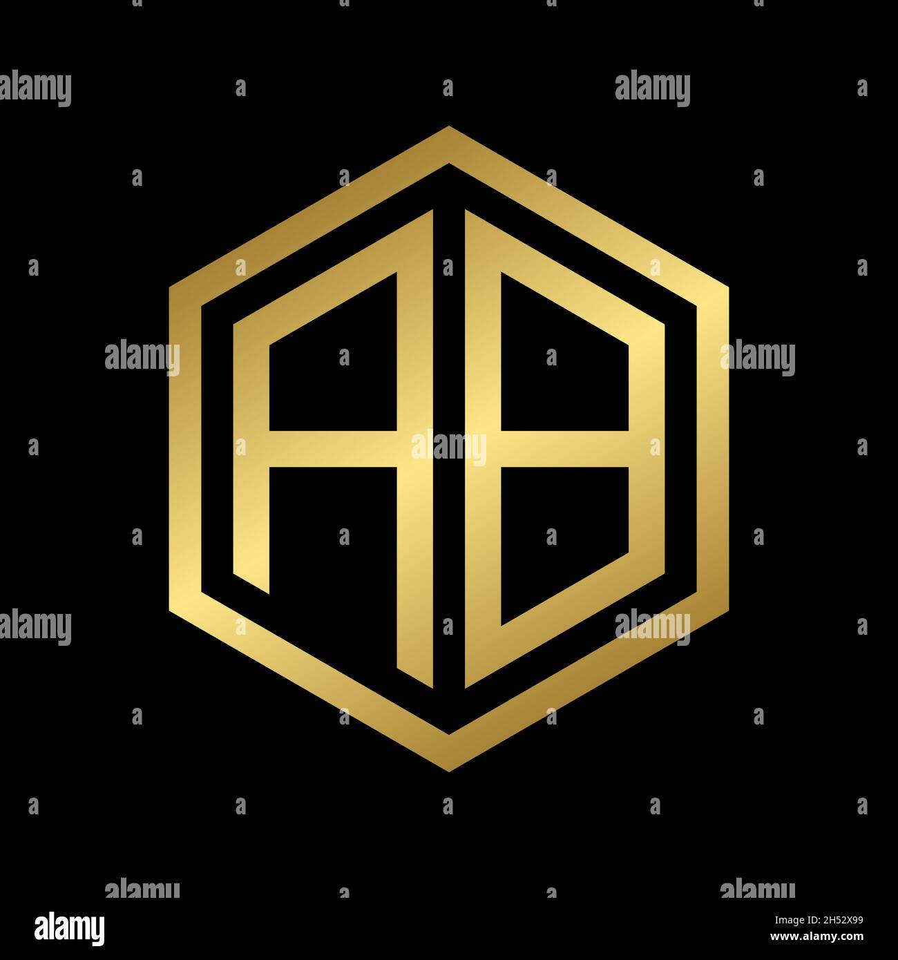 design-Vektor mit goldenem Anfangsbuchstaben ab-Sechseck-Logo Stock Vektor