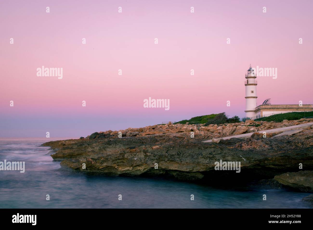 Leuchtturm Süd-Mallorca Cap de Ses Salines Stockfoto