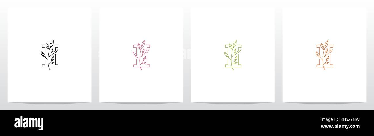 Zweig mit Blättern auf dem Buchstaben Logo Design I Stock Vektor