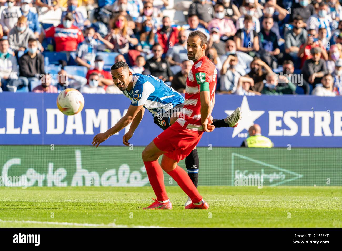 Barcelona, Spanien. November 2021. SPAIN-SOCCER-LA LIGA SANTANDER-RCD ESPANYOL GEGEN GRANADA CF. La Liga Santander Spiel zwischen RCD Espanyol und Granada CF im RCD Stadium, el Prat, Spanien, am 6. November 2021. © Joan Gosa 2021 Quelle: Joan Gosa Badia/Alamy Live News Stockfoto