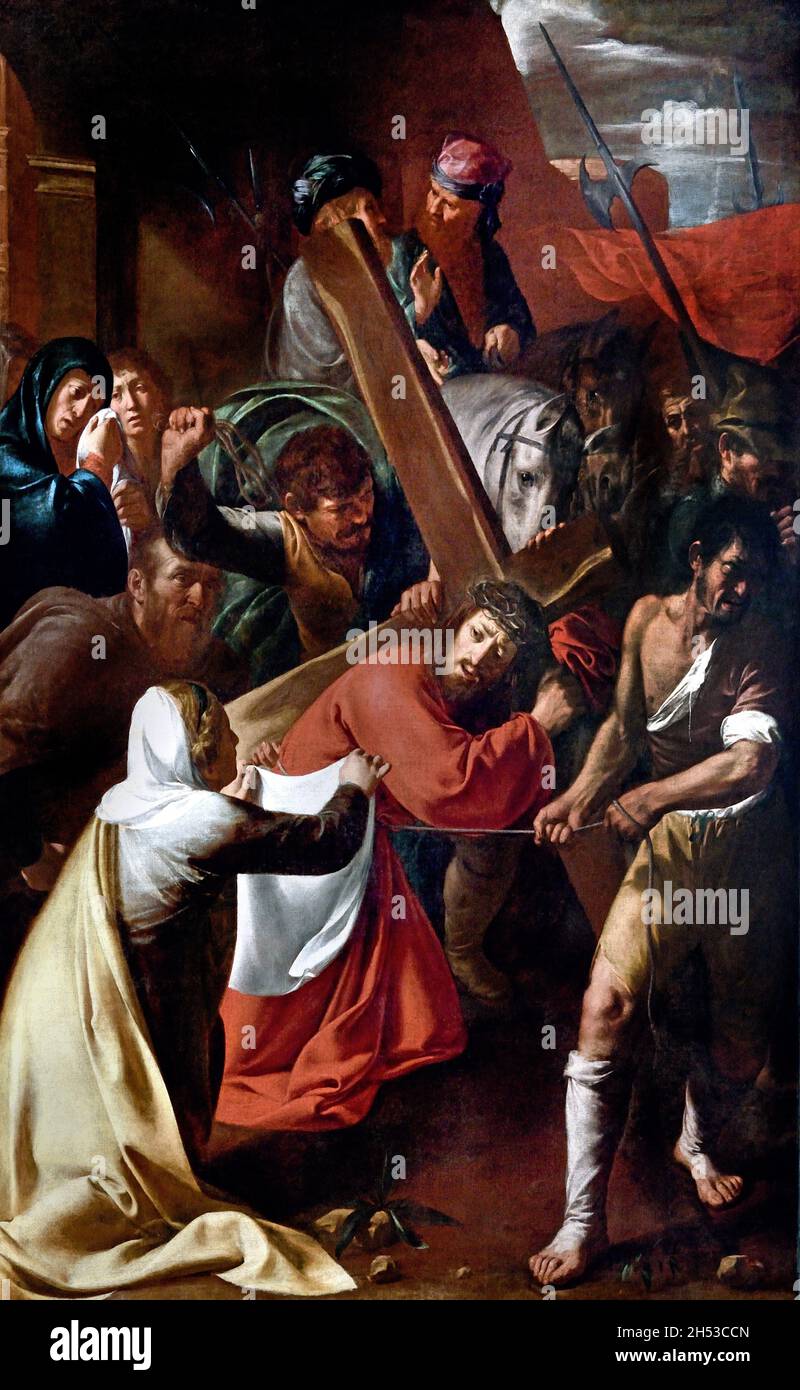 Cristo porta la croce al Calvario - Christus trägt das Kreuz nach Kalvarienberg 1620 - 1624 Musso Nicolò, 1615 - 1661 Italien, Italienisch, Stockfoto