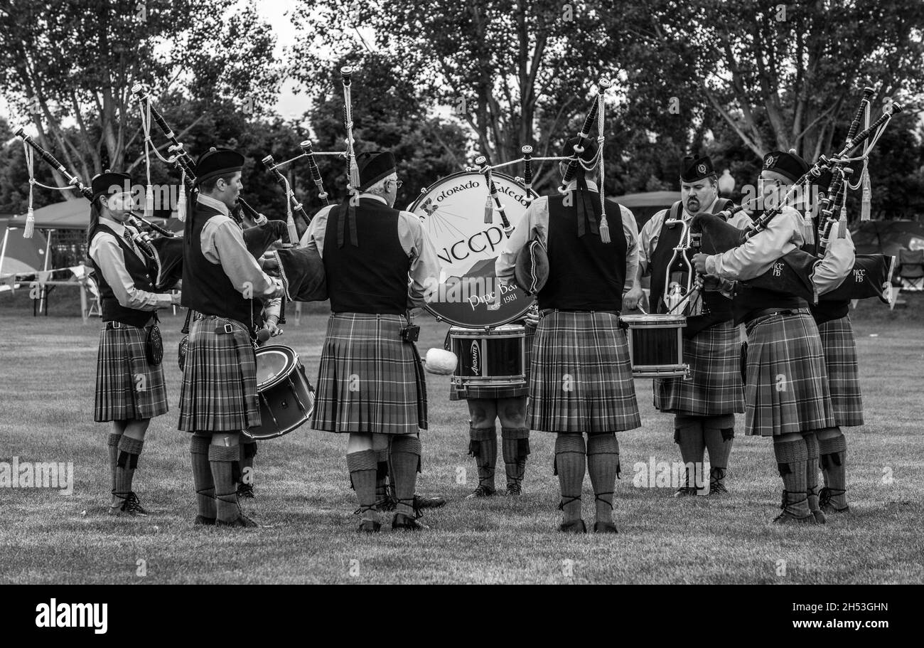 Dugpipes - 2016 Utah Scottish Festival and Highland Games Stockfoto