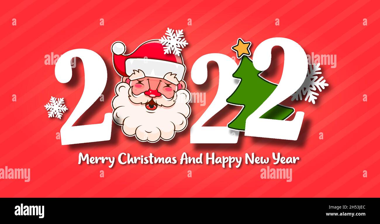 Ich wünsche Ihnen Frohe Weihnachten und einen guten Rutsch ins neue Jahr mit Typografie. 2022 Stock Vektor