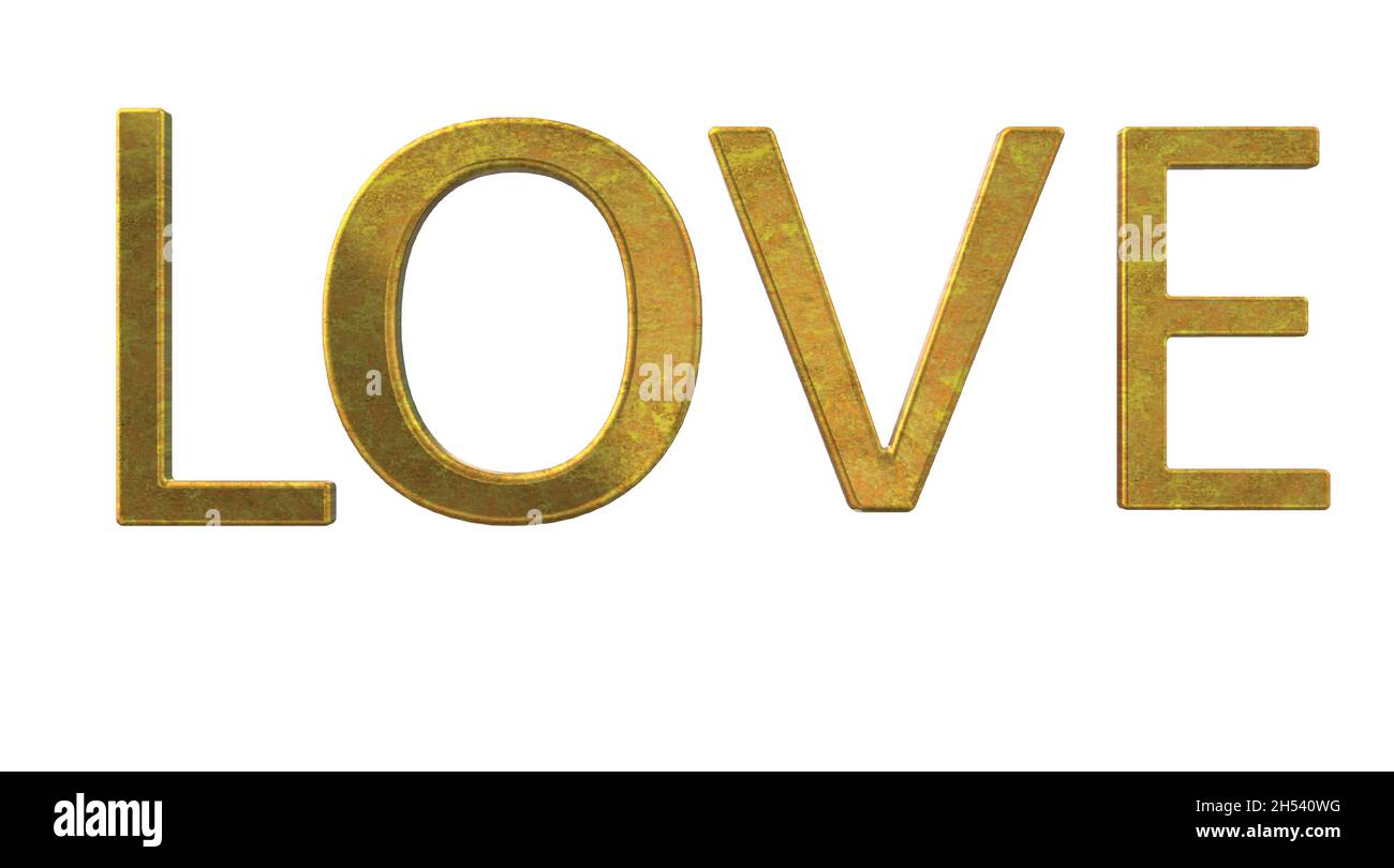 Liebeswortbriefe in Goldfarbe Stock Vektor