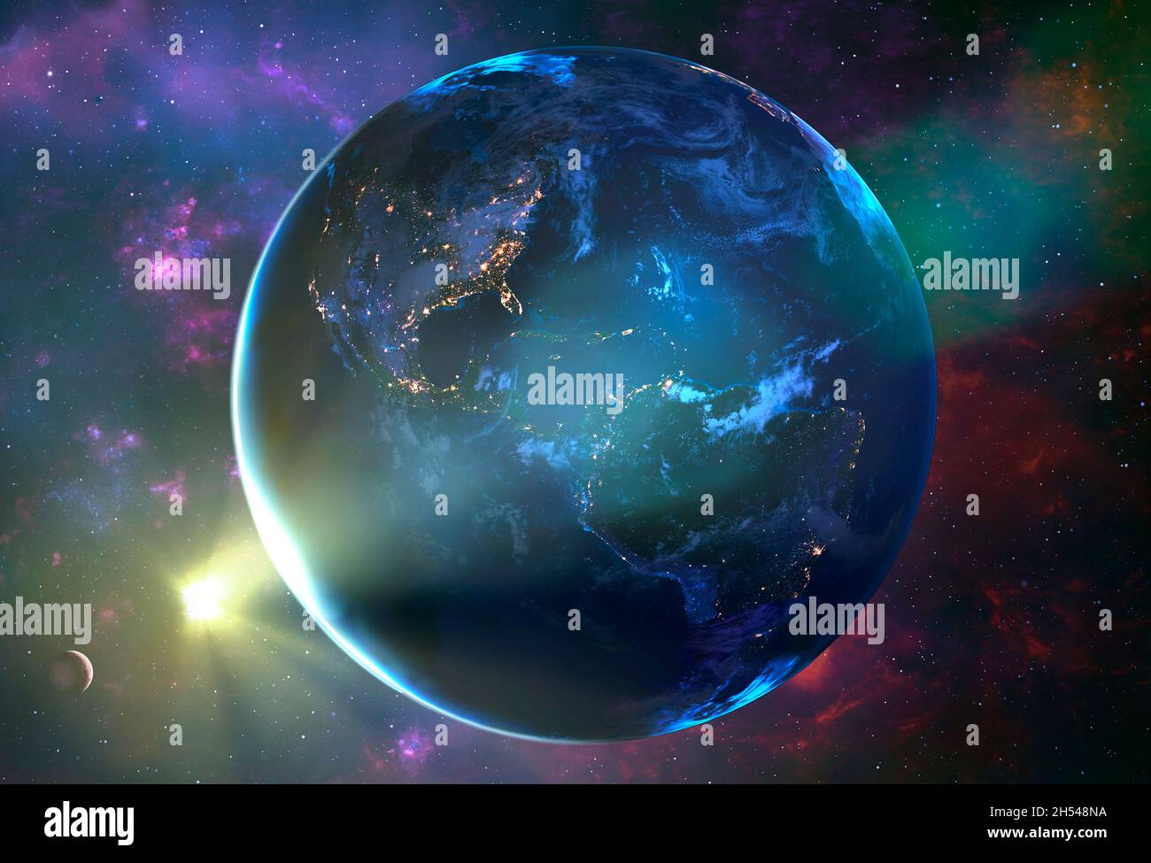 Planet Erde aus dem All gesehen, Illustration Stockfoto