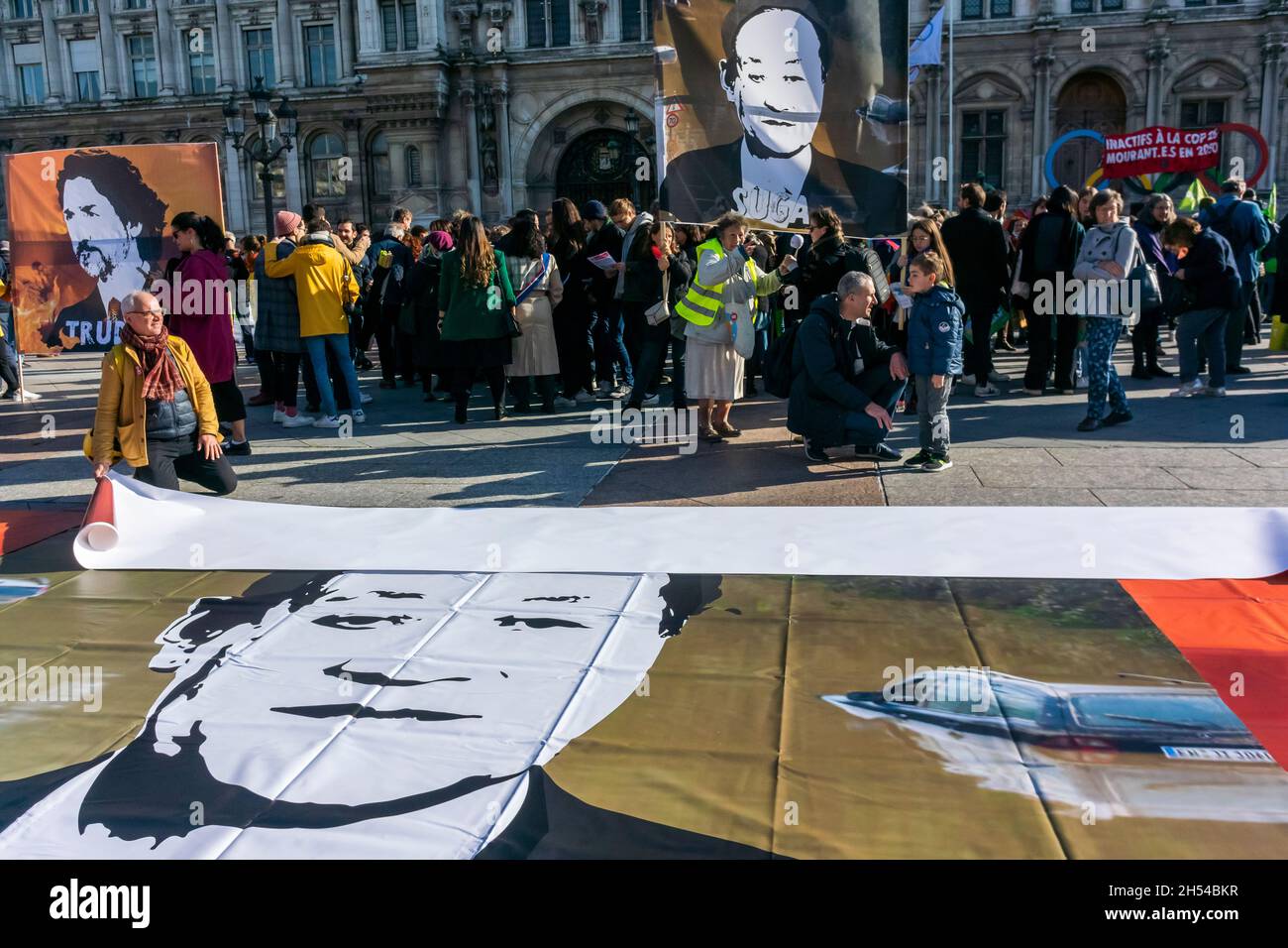 Paris, Frankreich, französische NGO's, Klimakrisendemonstration, Massenproteste, Menschen mit Protestschildern, COP 26, Weltführer Stockfoto