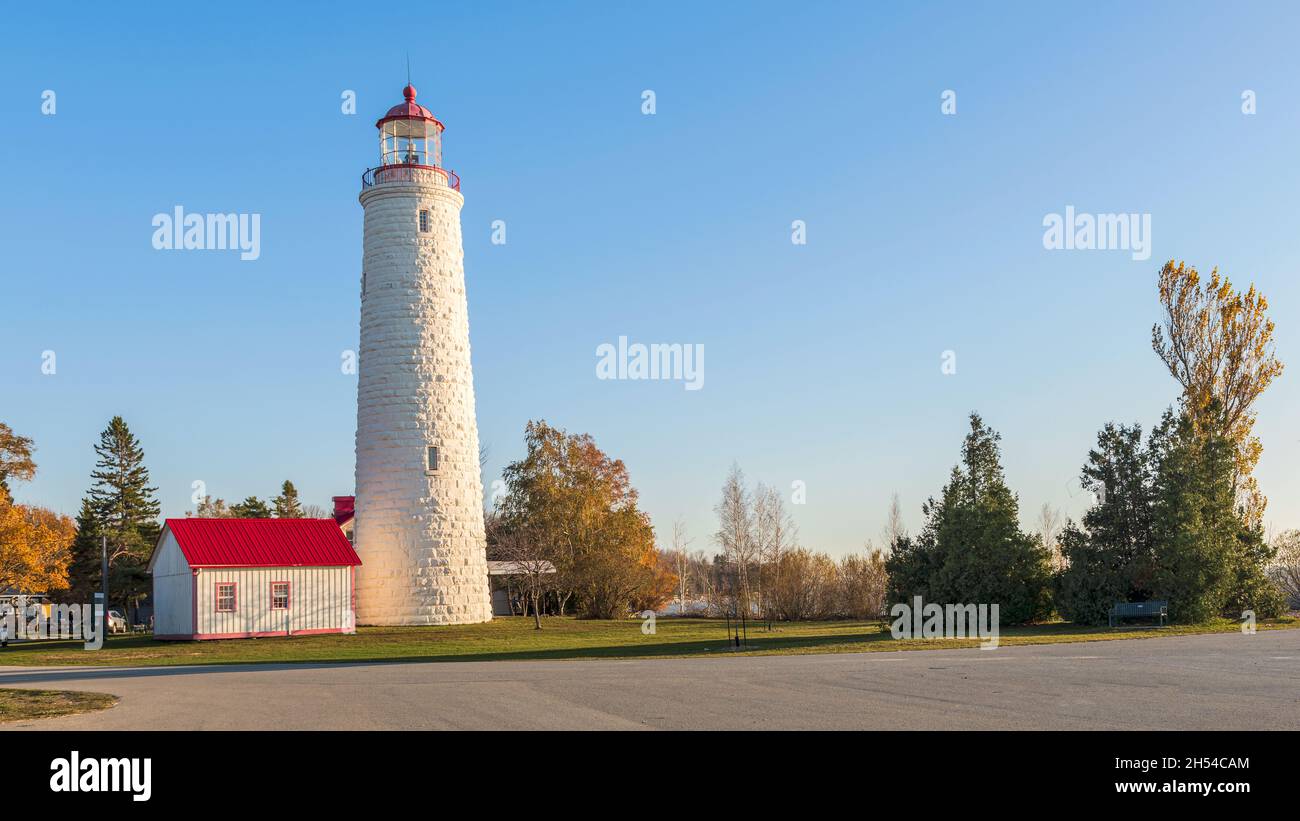 Blick auf die Point Clark Lighthouse National Historic Site, Ontario, Kanada Stockfoto