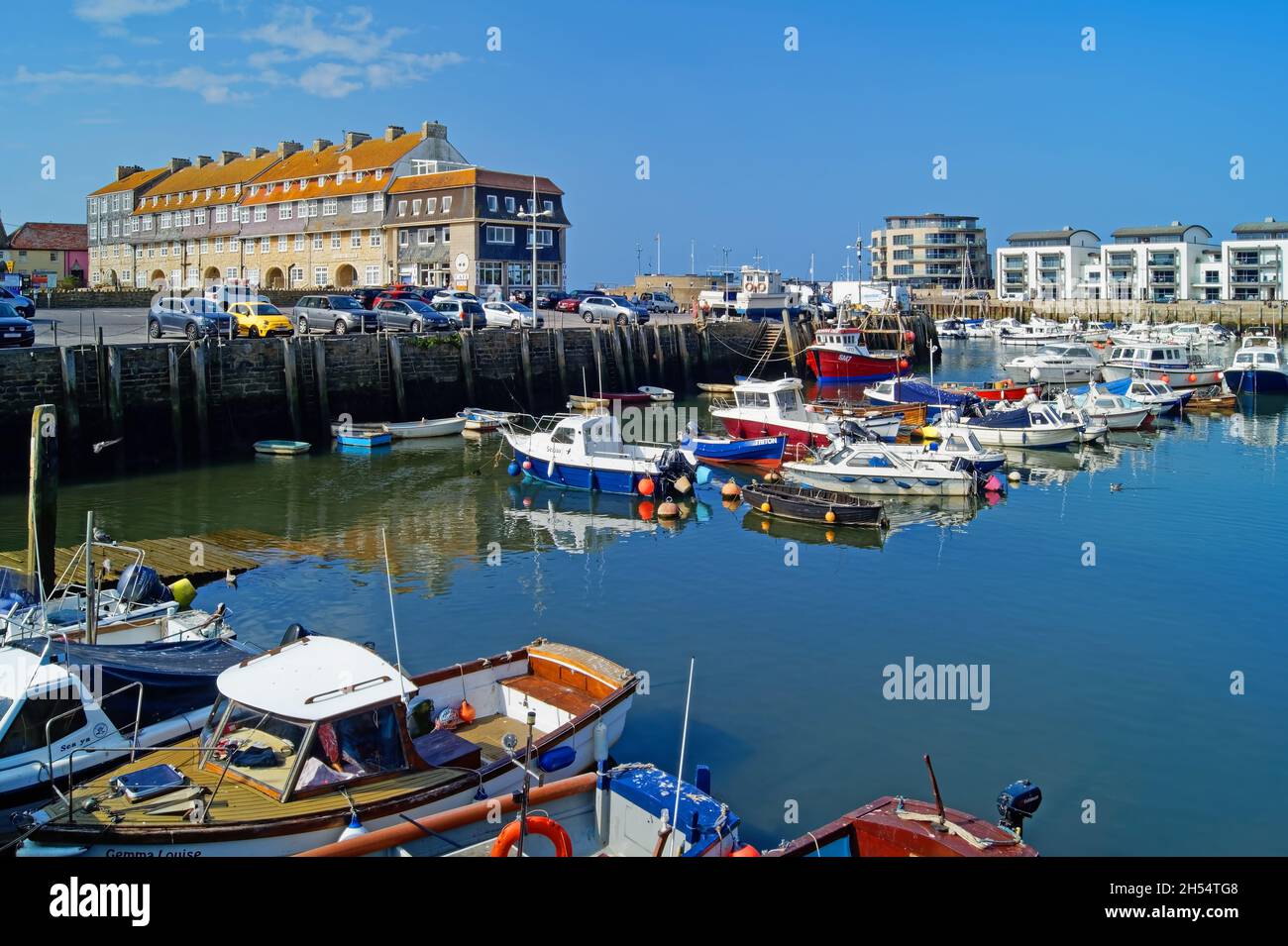 UK, Dorset, Jurassic Coast, West Bay Harbour Stockfoto