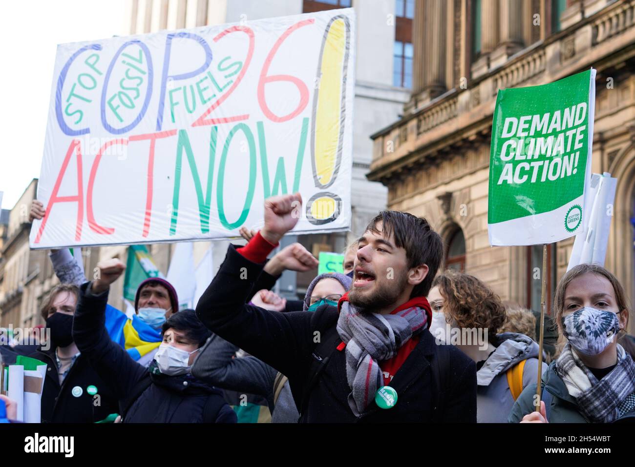 Glasgow, Schottland. November 2021. Schottische Grüne Partei auf der Straße marschieren Glasgow zum Global Day of Action Against Climate change. Foto Pauline Keightley/ Alamy. Stockfoto