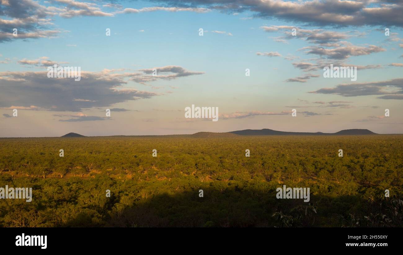 Sonnenuntergang in Undara Bluff, Undara, Queensland, Australien Stockfoto