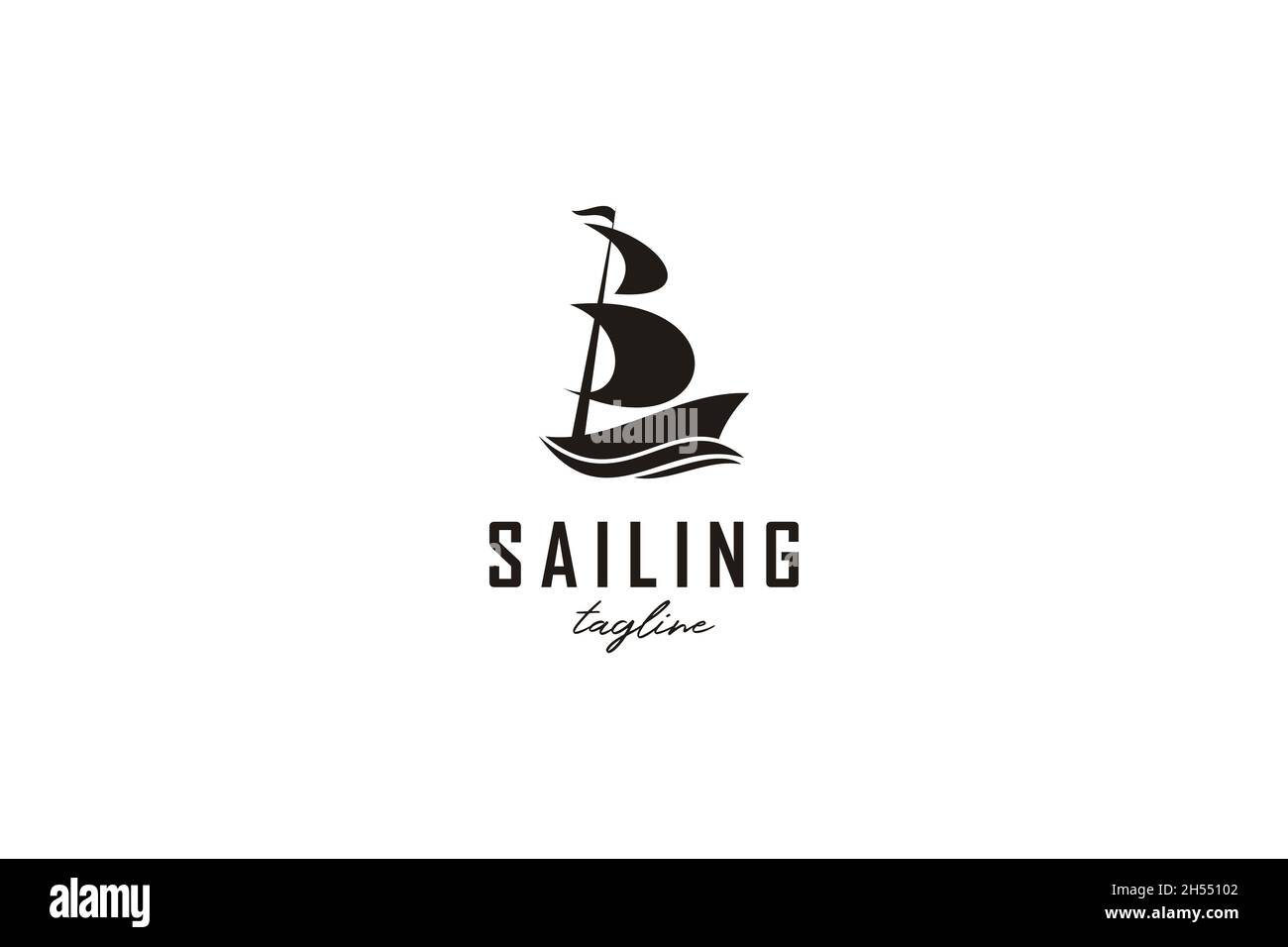 Einfache Segelyacht Silhouette Logo Design Inspiration Vektor Stock Vektor
