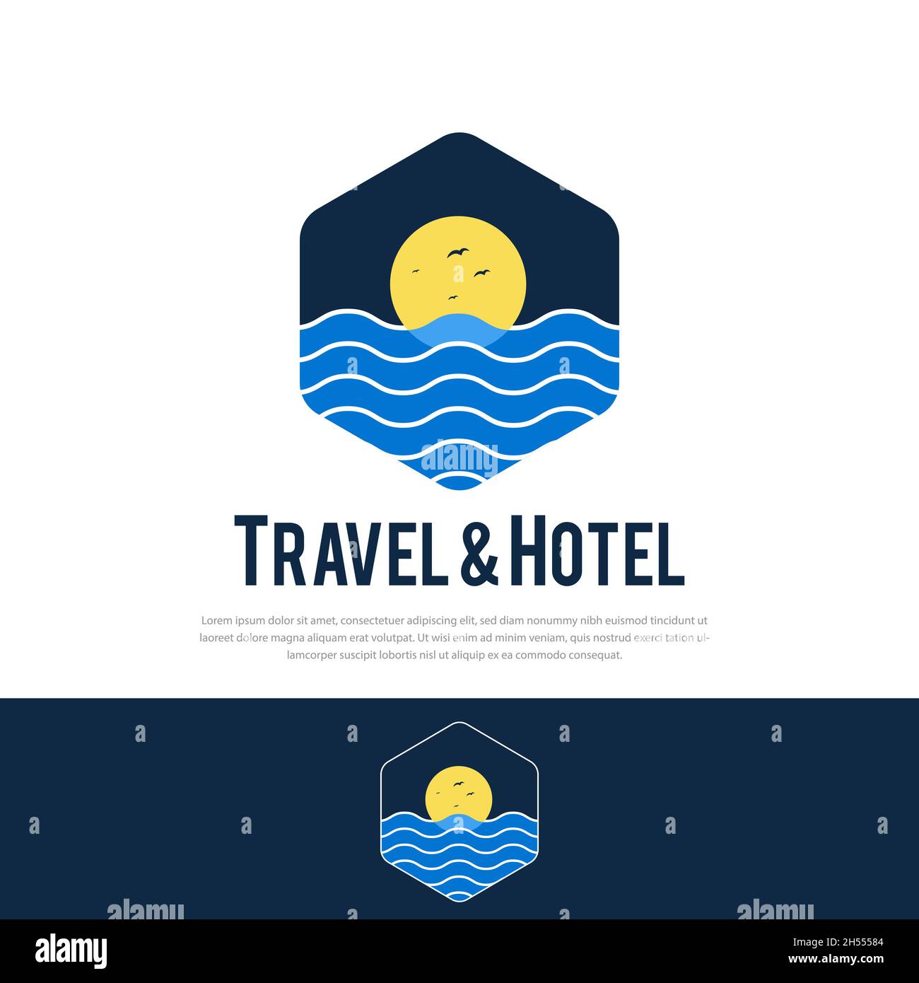 Sea Wave Hexagon Linie Kunst Logo Vektor Illustration Design Stock Vektor