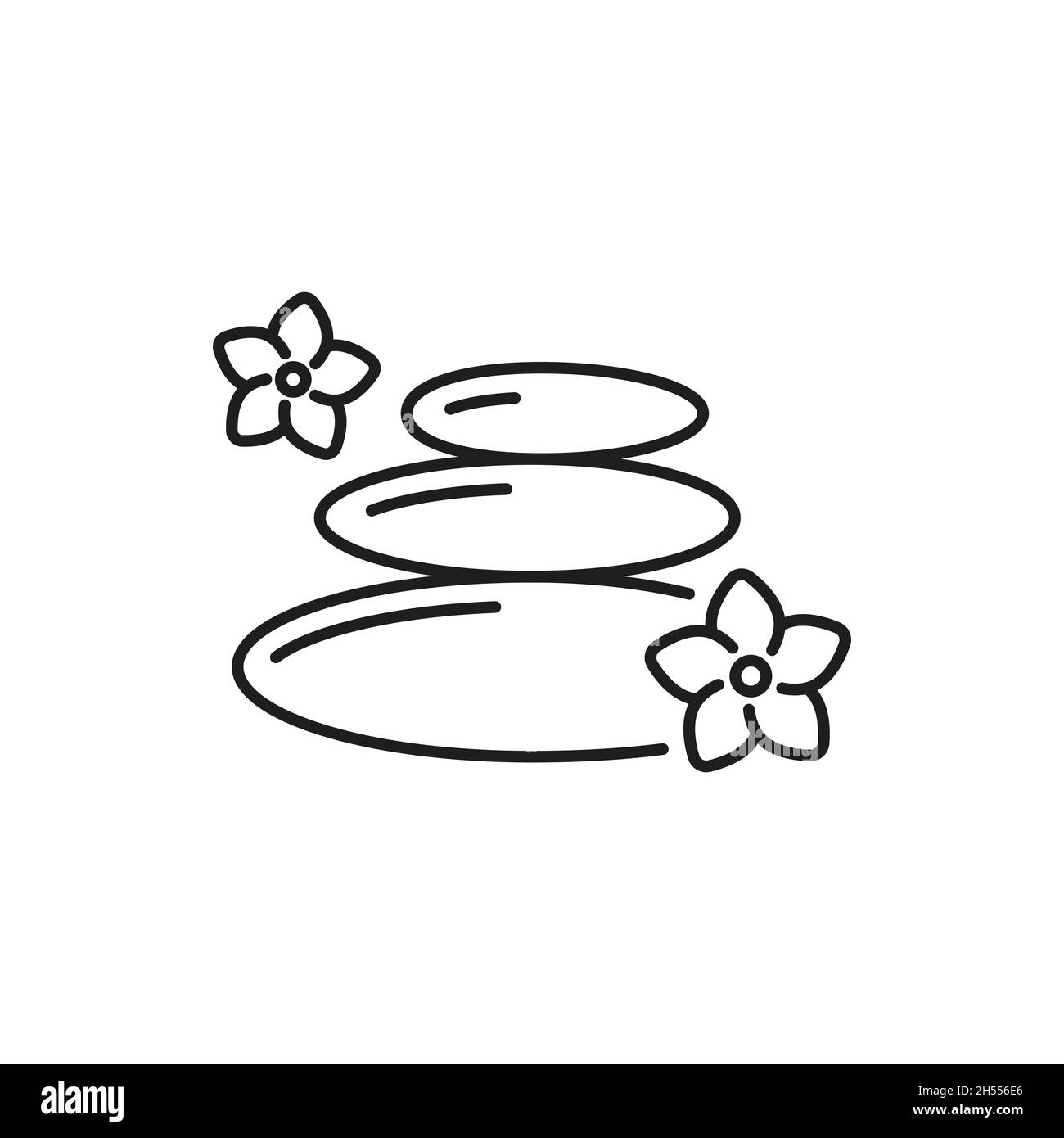 Steinhaufen isoliert Zen Buddhismus Symbol Linie Kunst Ikone. Vector gestapelte Steine Turm. Gut ausgewogene Felsen, Massage, Symbol der orientalischen Medizin, dünn Stock Vektor